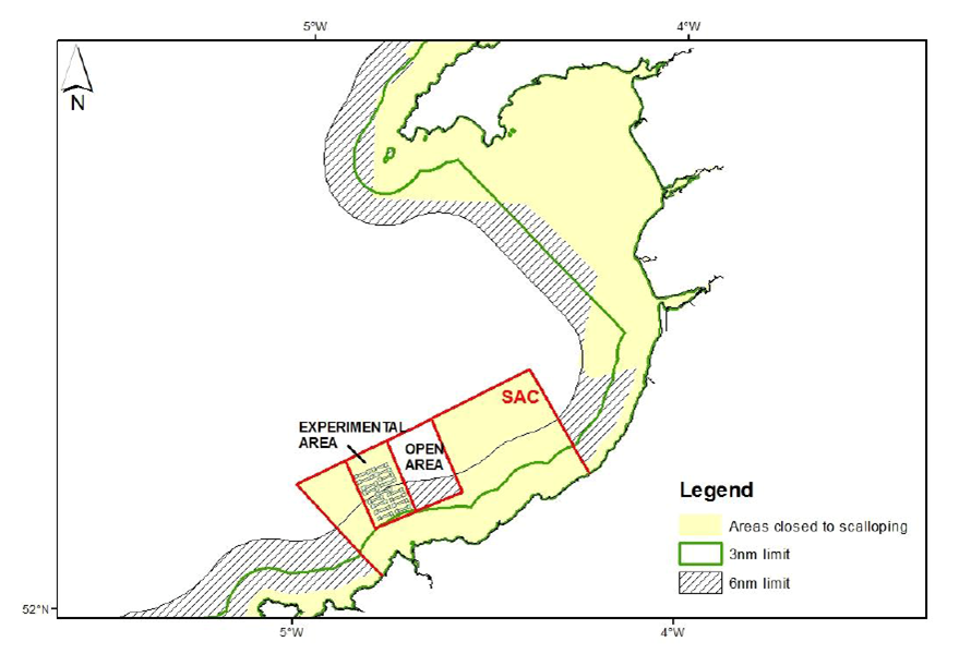Map of Cardigan Bay SAC and the experimental area