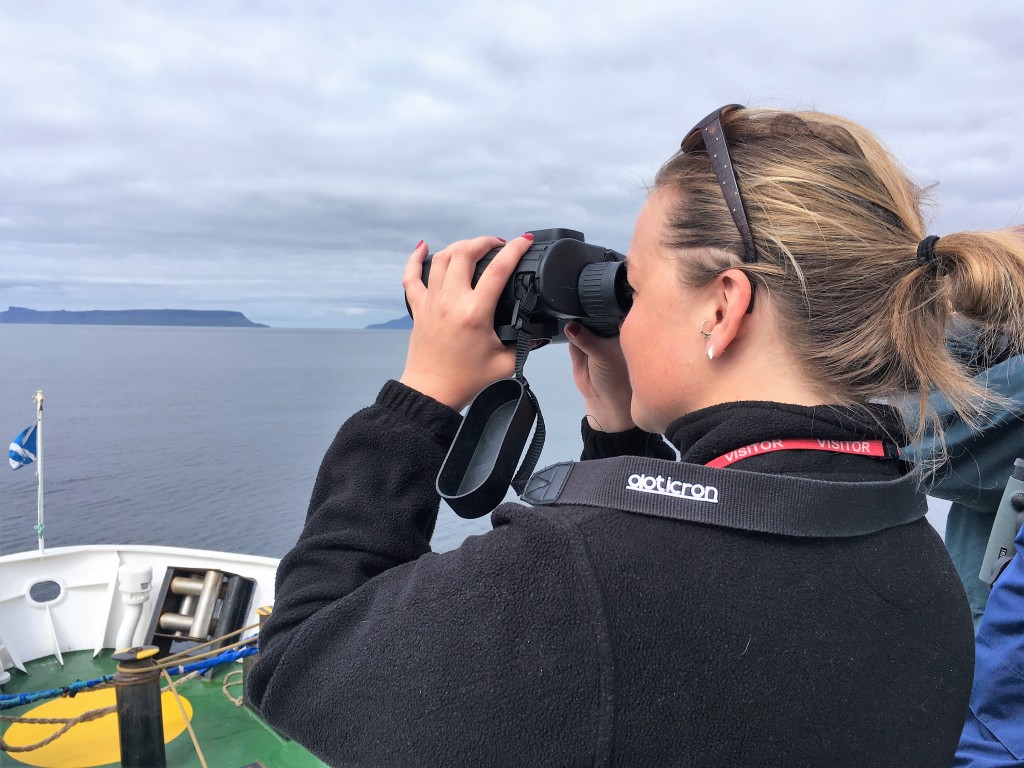ORCA Anna Bunney on deck looking for wildlife_Loch Nevis_20th June 2017
