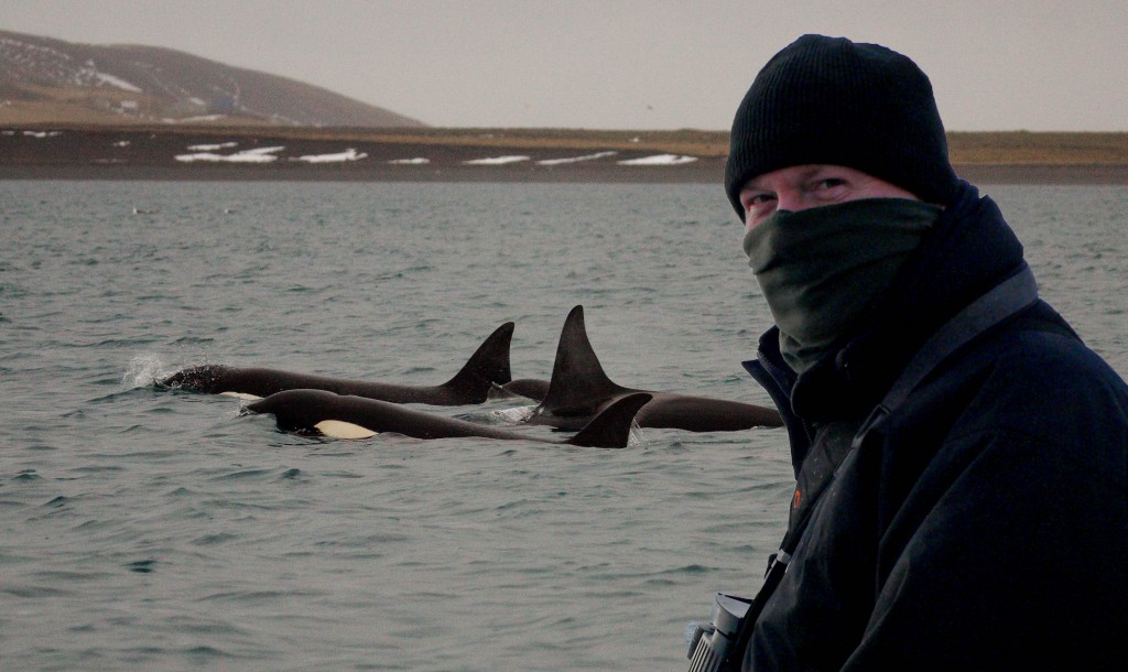 Carl Chapman watching Orca in Iceland. Photo credit: Carl Chapman.