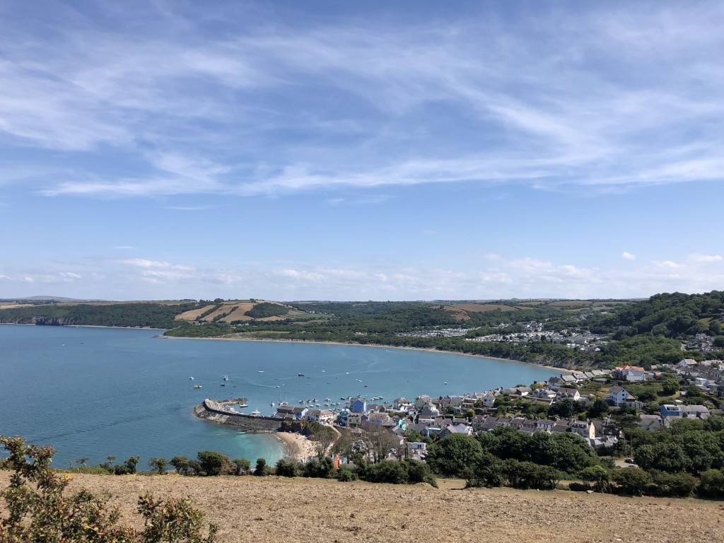 View of New Quay on the walk up to the cliff. Photo credit: Katy Alldridge. 