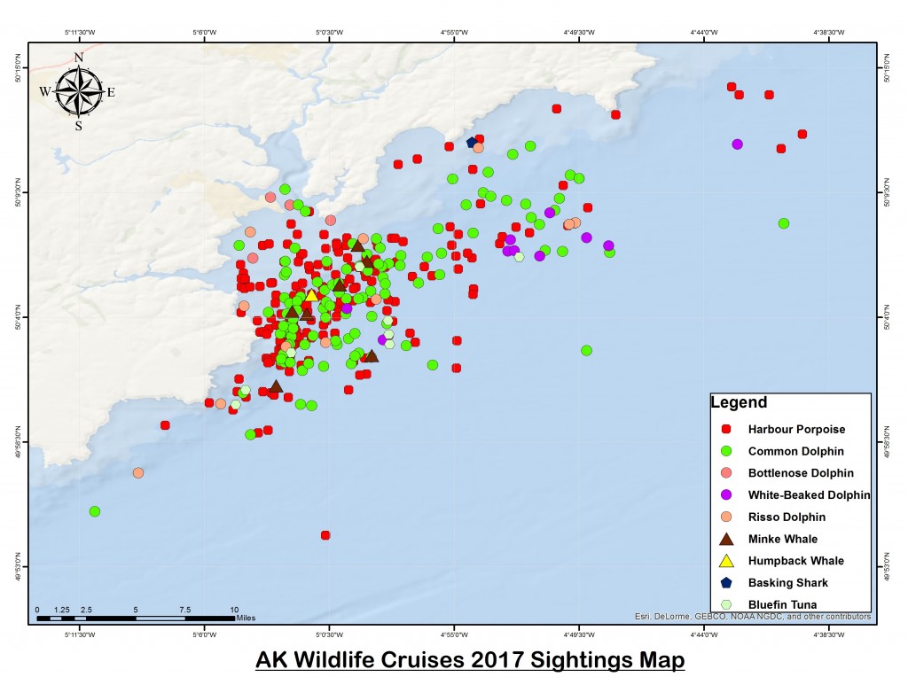 2017 Sightings. Map courtesy of AK Wildlife Cruises. 